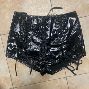 COPY - Current mood lace up vinyl shorts